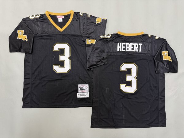 Men's New Orleans Saints #3 Bobby Hebert Black Jersey