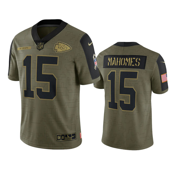 Kansas City Chiefs Patrick Mahomes Olive 2021 Salute To Service Limited Men's NFL Jersey
