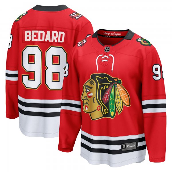 Men's Chicago Blackhawks #98 Connor Bedard Red Centennial Breakaway Player Jersey