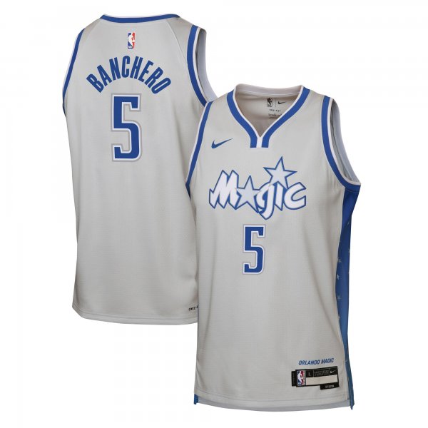 Youth Orlando Magic #5 Paolo Banchero Nike Silver 2025/26 City Edition Swingman Jersey