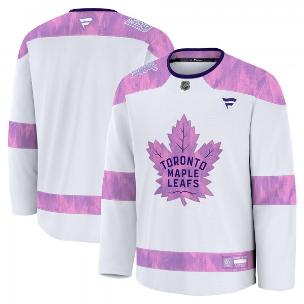 Men's Toronto Maple Leafs Fanatics White 2024 Hockey Fights Cancer Practice Jersey