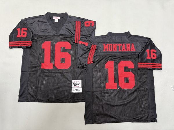 Men's #16 Joe Montana San Francisco 49ers Black Jersey