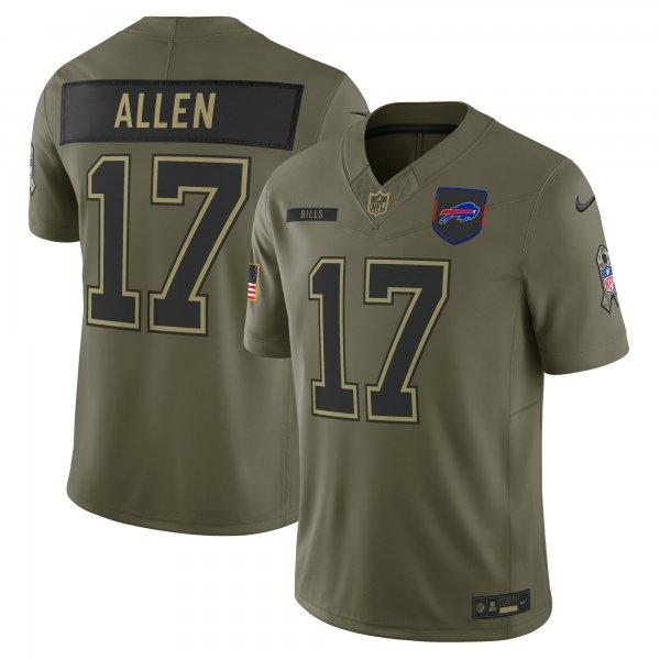 Men's #17 Josh Allen Buffalo Bills Nike 2025 Salute to Service Limited Olive Jersey