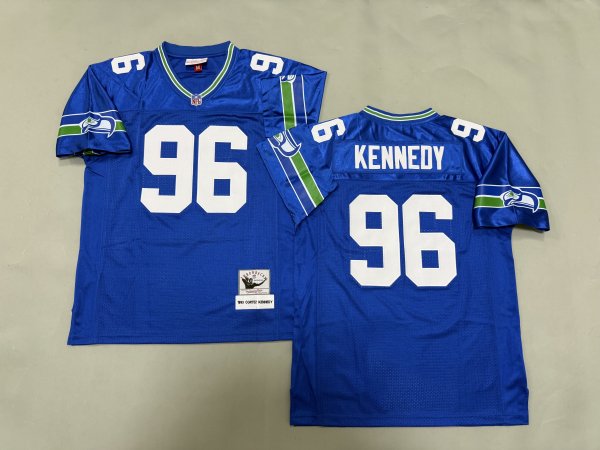 Men's #96 Cortez Kennedy Seattle Seahawks Blue Jersey