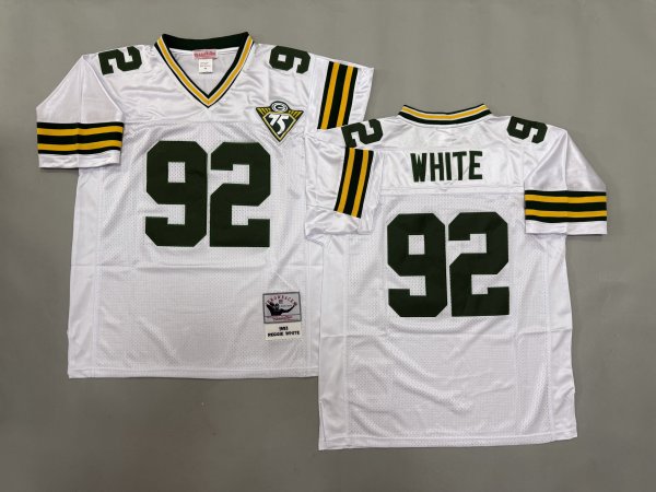 Men's Green Bay Packers #92 Reggie White White Mitchell & Ness Jersey
