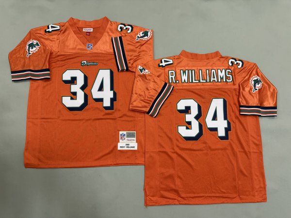 Men's #34 Ricky Williams Orange Miami Dolphins Jersey
