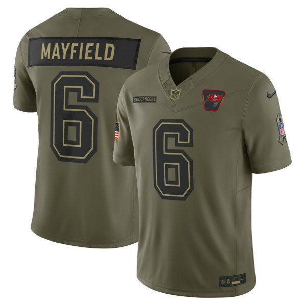 Men's #6 Baker Mayfield Tampa Bay Buccaneers Nike 2025 Salute to Service Limited Olive Jersey