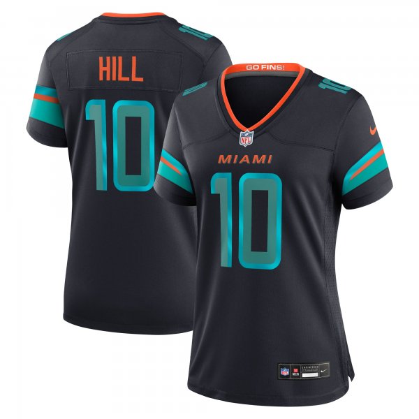 Women's #10 Tyreek Hill Miami Dolphins Nike 2025 Rivalries Collection Game Pitch Blue Jersey