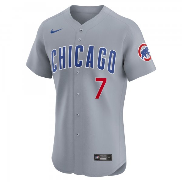 Men's Chicago Cubs Dansby Swanson Nike Gray Road Elite Player Jersey