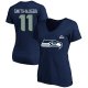 Women's Seattle Seahawks Jaxon Smith-Njigba Fanatics College Navy Super Bowl LX Patch Plus Size V-Neck T-Shirt