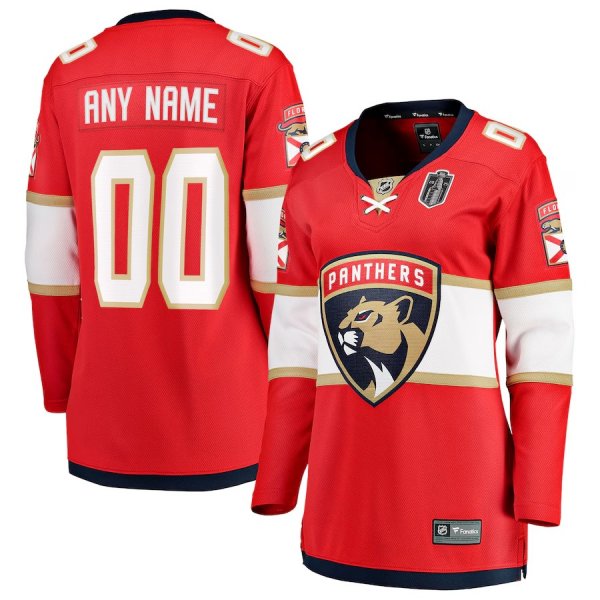 Women's Florida Panthers 2025 Stanley Cup Final Home Breakaway Custom Red Jersey