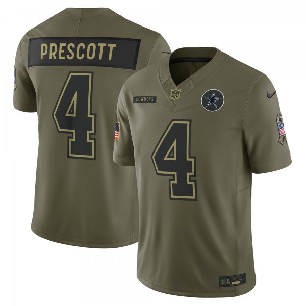 Men's #4 Dak Prescott Dallas Cowboys Nike 2025 Salute to Service Limited Olive Jersey