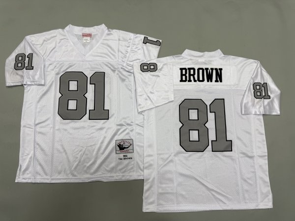 Men's Las Vegas Raiders #81 Tim Brown White Mitchell & Ness Jersey
