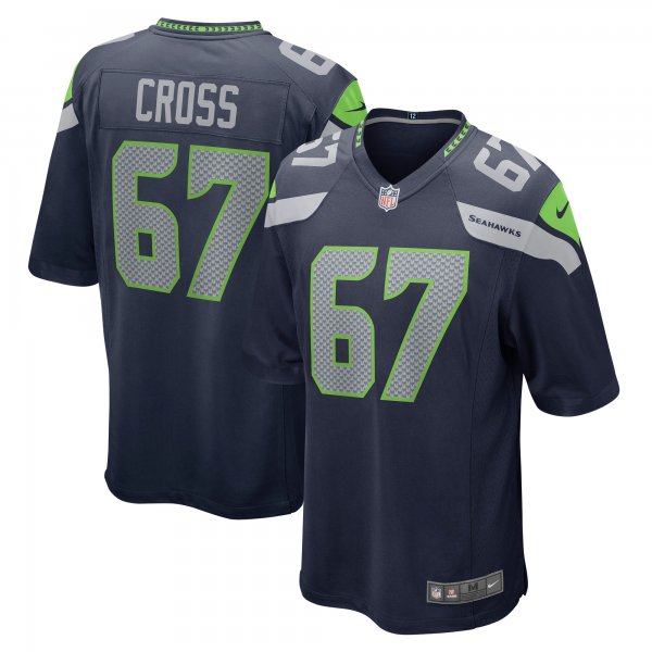 Men's Seattle Seahawks Charles Cross Nike Navy Player Game Jersey
