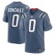 Men's #0 Christian Gonzalez New England Patriots Nike 2025 Rivalries Collection Game Storm Blue Jersey