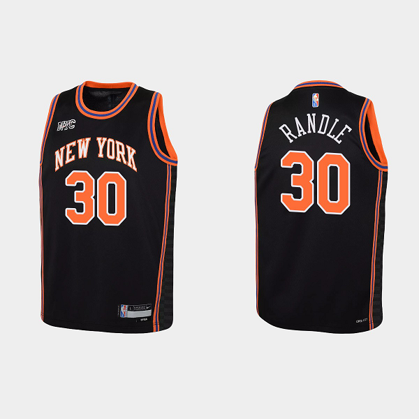 Youth New York Knicks #30 Julius Randle 2021-22 75th Anniversary City Black NBA Jersey