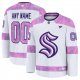 Men's Seattle Kraken Fanatics White 2024 Hockey Fights Cancer Custom Practice Jersey