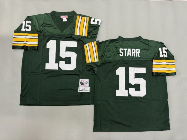 Men's Green Bay Packers #15 Bart Starr Green Mitchell & Ness Jersey