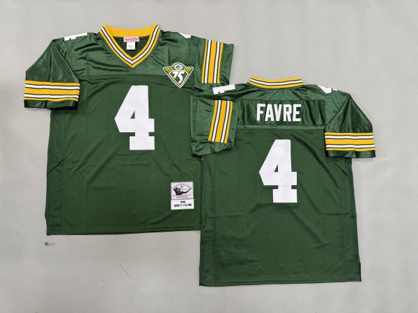 Men's Green Bay Packers #4 Brett Favre Green Mitchell & Ness Jersey