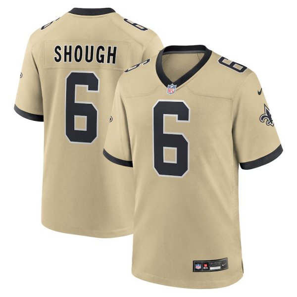 Men's New Orleans Saints #6 Tyler Shough Nike Gold Alternate Game Player Jersey