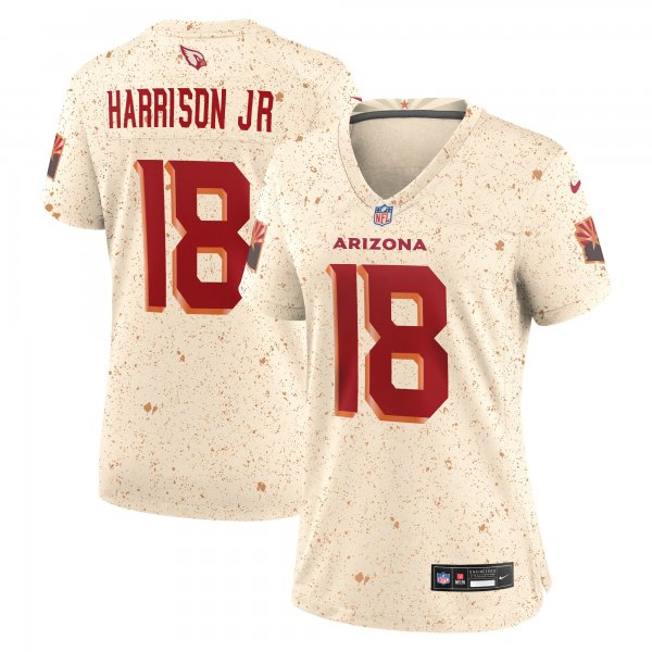 Women's #18 Marvin Harrison Jr. Arizona Cardinals Nike 2025 Rivalries Collection Game Natural Jersey