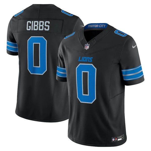 Youth #0 Jahmyr Gibbs Detroit Lions Nike 2nd Alternate Vapor F.U.S.E. Limited Black Jersey