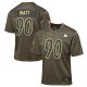 Youth #90 T.J. Watt Pittsburgh Steelers Nike 2025 Salute to Service Game Olive Jersey