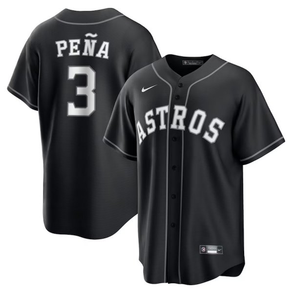 Men's Houston Astros #3 Jeremy Pena Nike Black Lights Out Replica Player Jersey