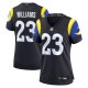 Women's #23 Kyren Williams Los Angeles Rams Nike 2025 Rivalries Collection Game Midnight Blue Jersey