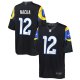 Youth #12 Puka Nacua Los Angeles Rams Nike 2025 Rivalries Collection Game Midnight Blue Jersey