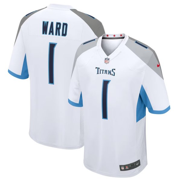 Men's #1 Cameron Ward Tennessee Titans Nike 2025 NFL Draft First Round Pick Game White Jersey