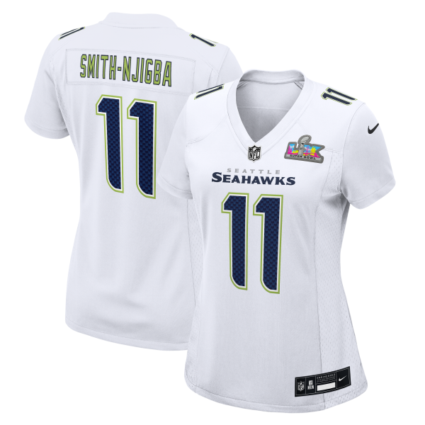Women's Seattle Seahawks Jaxon Smith-Njigba Nike White Super Bowl LX Patch Tundra Fashion Game Jersey