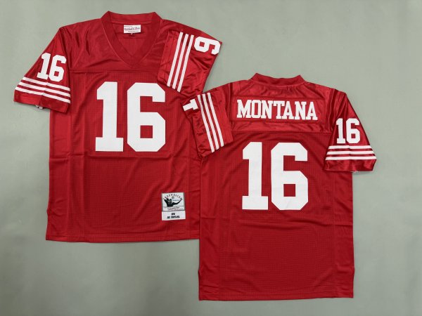 Men's #16 Joe Montana San Francisco 49ers Red Jersey