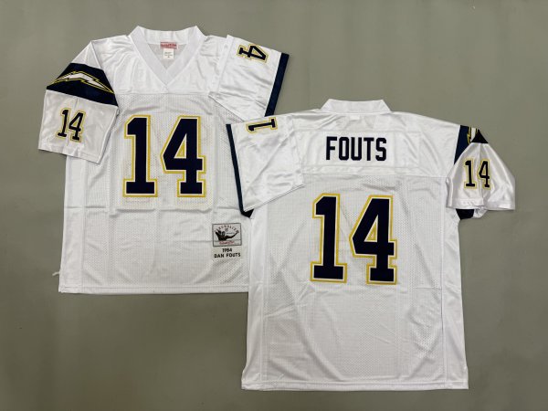 Men's Los Angeles Chargers Jersey #14 Dan Fouts White Jersey