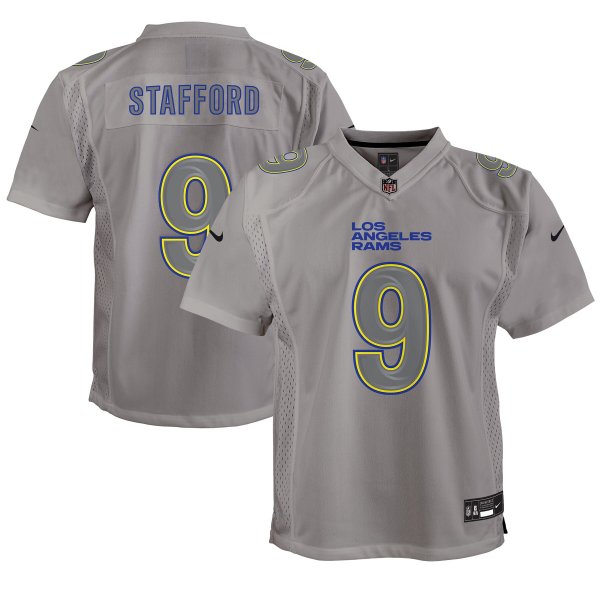 Youth Los Angeles Rams #9 Matthew Stafford Nike Gray Atmosphere Game Jersey
