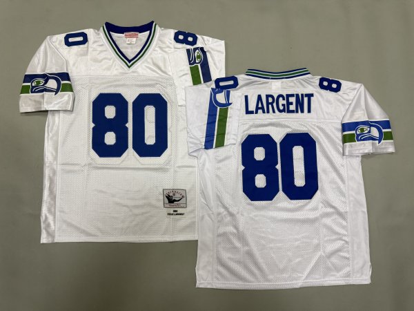 Men's #80 Steve Largent Seattle Seahawks White Jersey