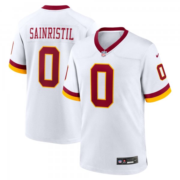 Men's #0 Mike Sainristil Washington Commanders Nike Game Super Bowl Era White Jersey