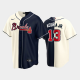 Men's Atlanta Braves Replica MLB Jersey #13 Ronald Acuna Jr. White-Navy Split
