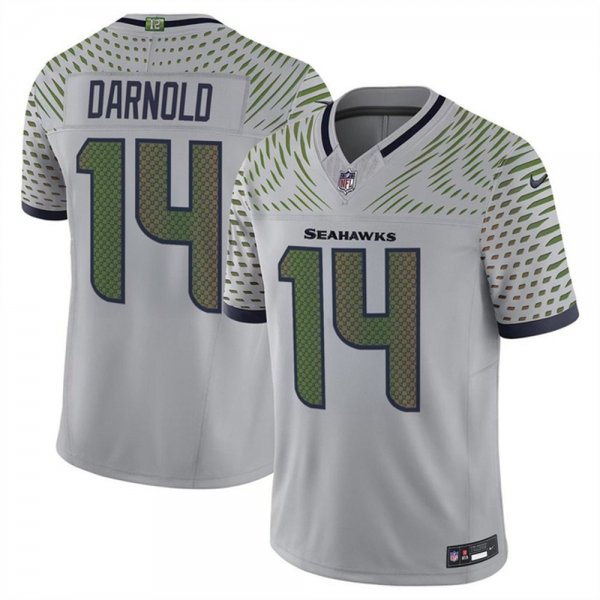 Men's Seattle Seahawks #14 Sam Darnold Gray Rivalries Collection F.U.S.E. Vapor Limited Stitched Jersey