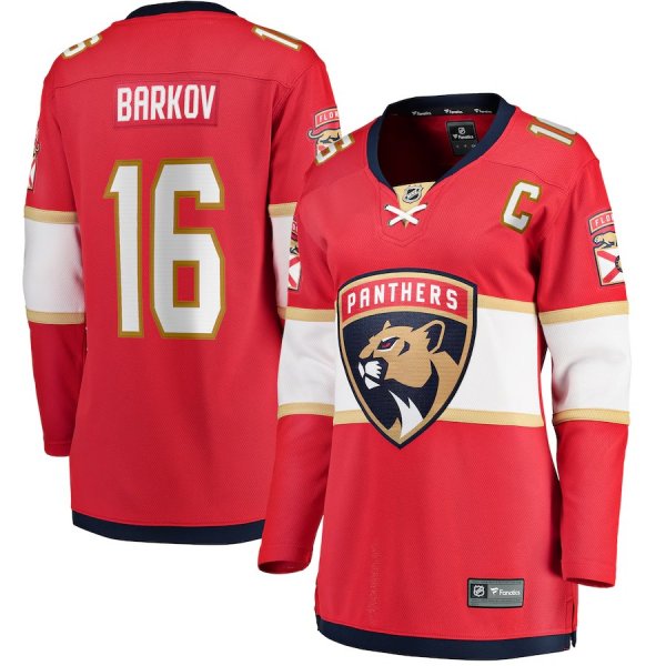 Women's #16 Aleksander Barkov Florida Panthers Captain Patch Home Breakaway Player Red Jersey