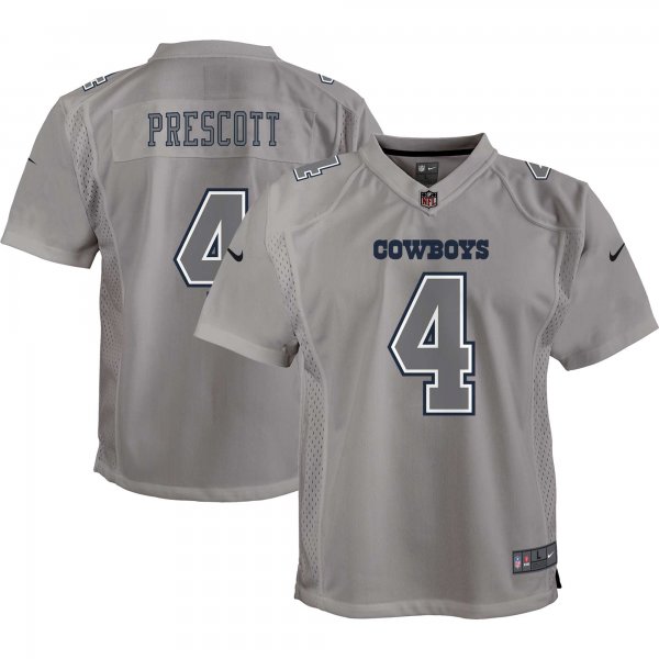 Youth Dallas Cowboys #4 Dak Prescott Nike Gray Atmosphere Game Jersey