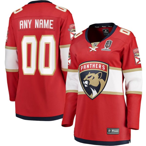 Women's Florida Panthers 2025 Stanley Cup Champions Breakaway Custom Red Jersey