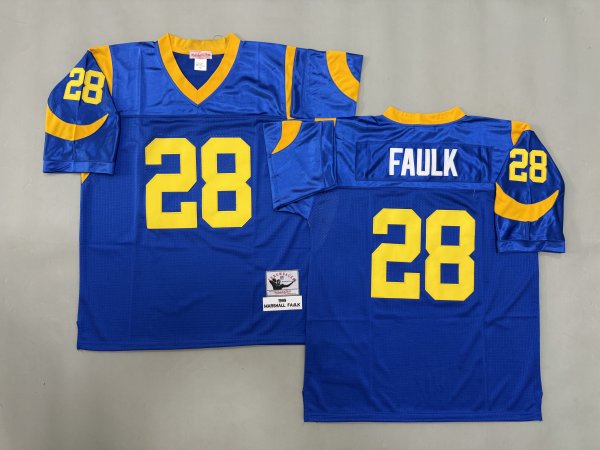 Men's Los Angeles Rams #28 Marshall Faulk Royal Mitchell & Ness Jersey