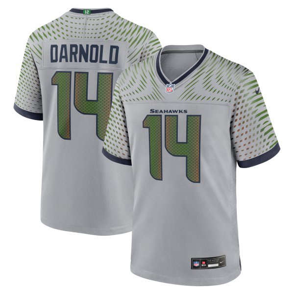 Men's #14 Sam Darnold Seattle Seahawks Nike 2025 Rivalries Collection Game Wolf Gray Jersey