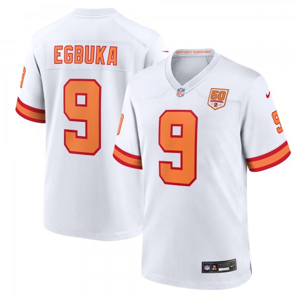 Men's '76 Tampa Bay Buccaneers #9 Emeka Egbuka Nike White 50th Season Game Jersey