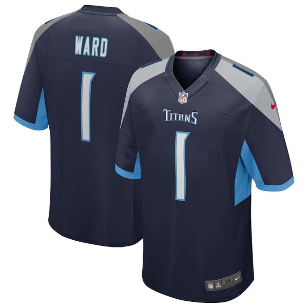 Youth #1 Cameron Ward Tennessee Titans Nike 2025 NFL Draft First Round Pick Alternate Game Navy Jersey