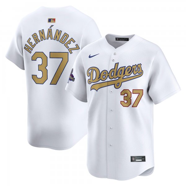 Men's #37 Teoscar Hernandez Los Angeles Dodgers Nike 2025 Gold Collection Limited White Jersey
