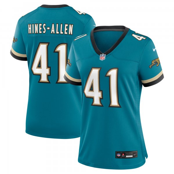 Women's Jacksonville Jaguars #41 Josh Hines-Allen Nike Teal Prowler Throwback Limited Jersey
