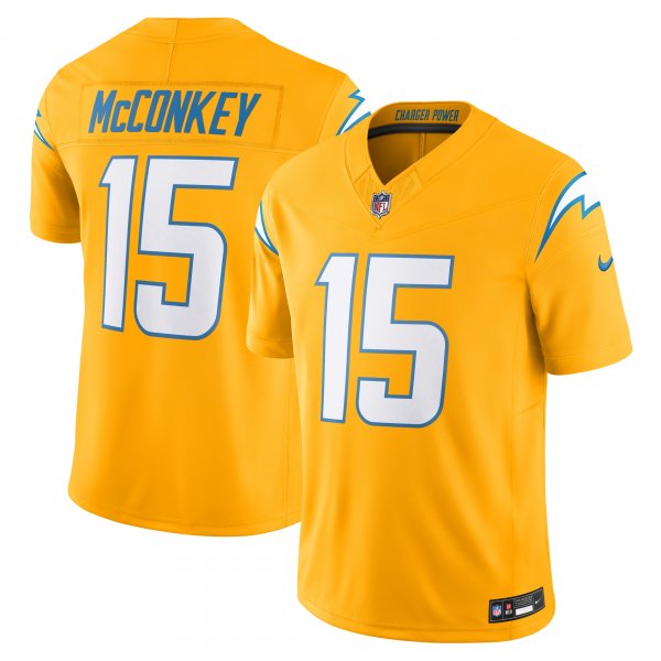 Men's Los Angeles Chargers #15 Ladd McConkey Nike Gold Alternate Charger Power Vapor F.U.S.E. Limited Jersey